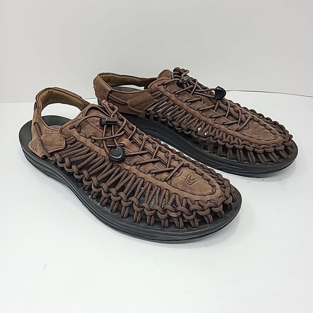 Keen Uneek Sandals Mens Sz 12 US Dark Brown Bungee Cord Rope Boat water Shoes